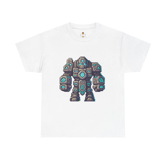 Retro Pixel Art Robot Tee, Unisex Heavy Cotton Tee, Gamer Shirt, Unique Graphic T-Shirt, Retro Video Game Gift, Perfect for Birthdays