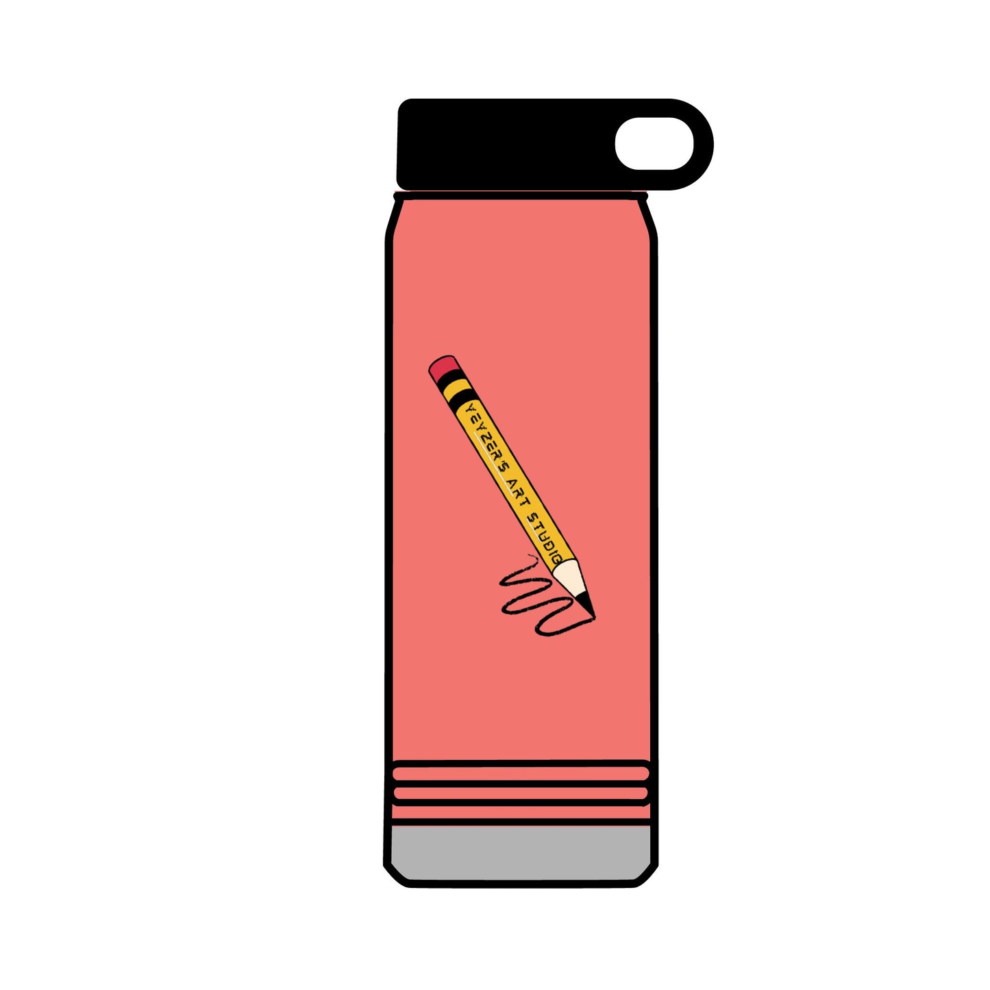Creative 32oz Water Bottle with Pencil Design - Perfect for Artists and Students