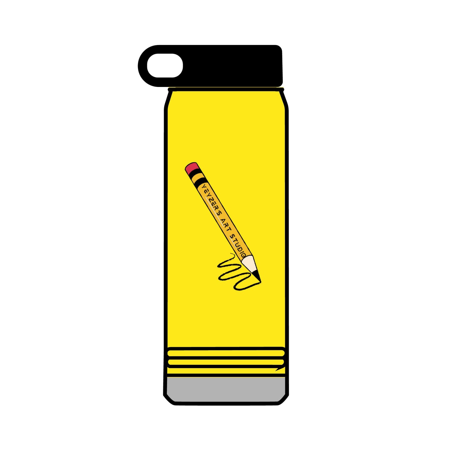 Creative 32oz Water Bottle with Pencil Design - Perfect for Artists and Students