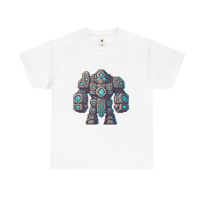 Retro Pixel Art Robot Tee, Unisex Heavy Cotton Tee, Gamer Shirt, Unique Graphic T-Shirt, Retro Video Game Gift, Perfect for Birthdays