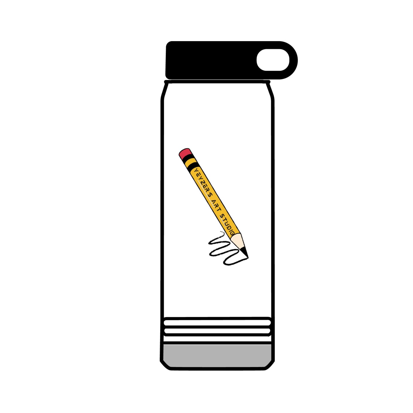 Creative 32oz Water Bottle with Pencil Design - Perfect for Artists and Students