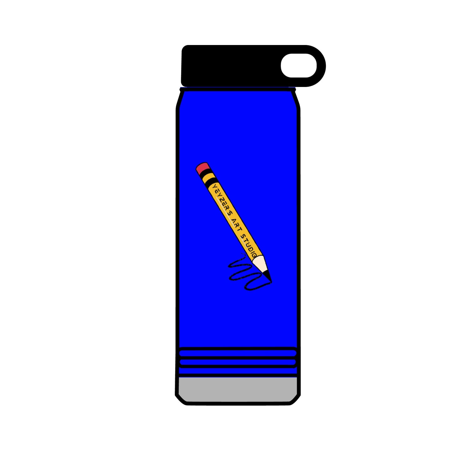 Creative 32oz Water Bottle with Pencil Design - Perfect for Artists and Students