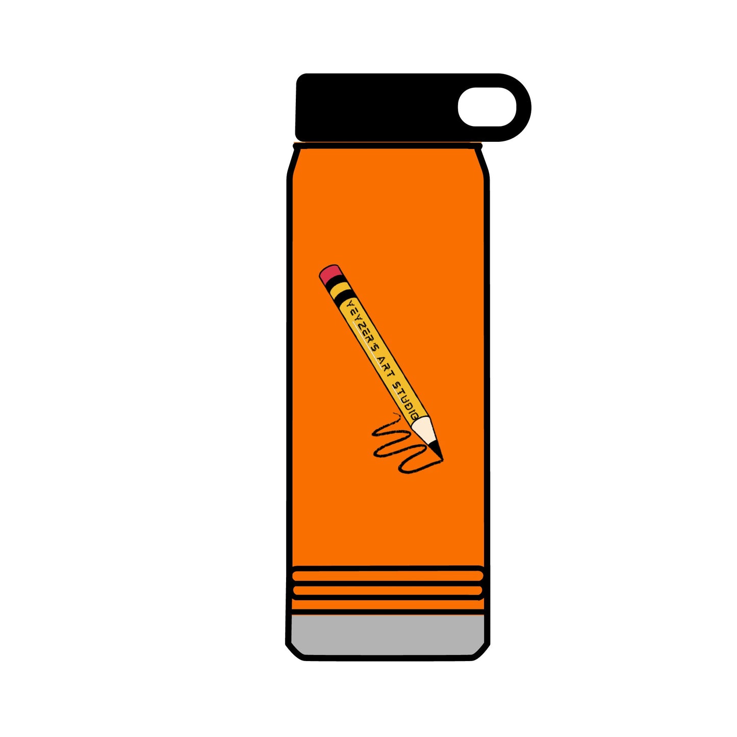 Creative 32oz Water Bottle with Pencil Design - Perfect for Artists and Students