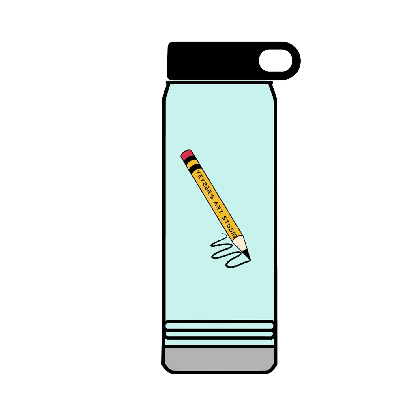 Creative 32oz Water Bottle with Pencil Design - Perfect for Artists and Students