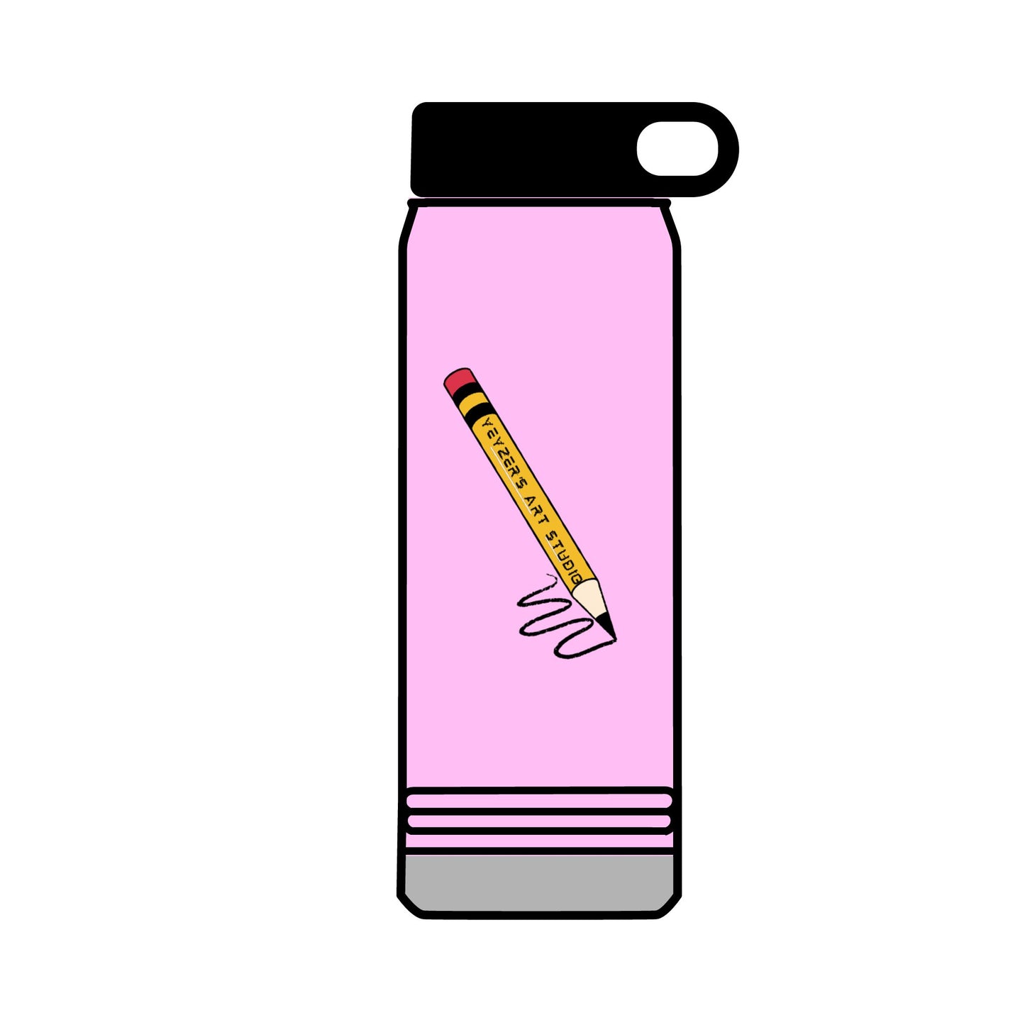 Creative 32oz Water Bottle with Pencil Design - Perfect for Artists and Students