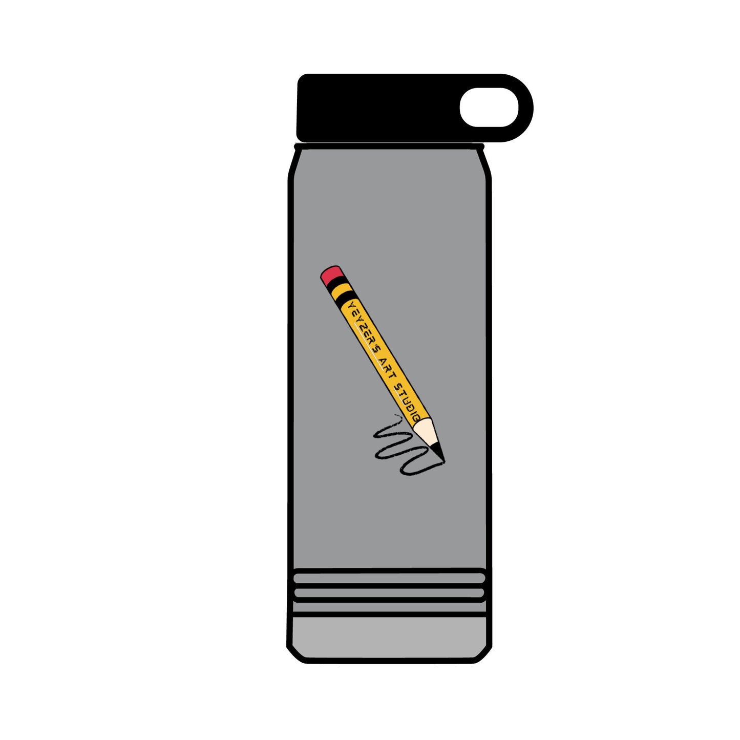 Creative 32oz Water Bottle with Pencil Design - Perfect for Artists and Students