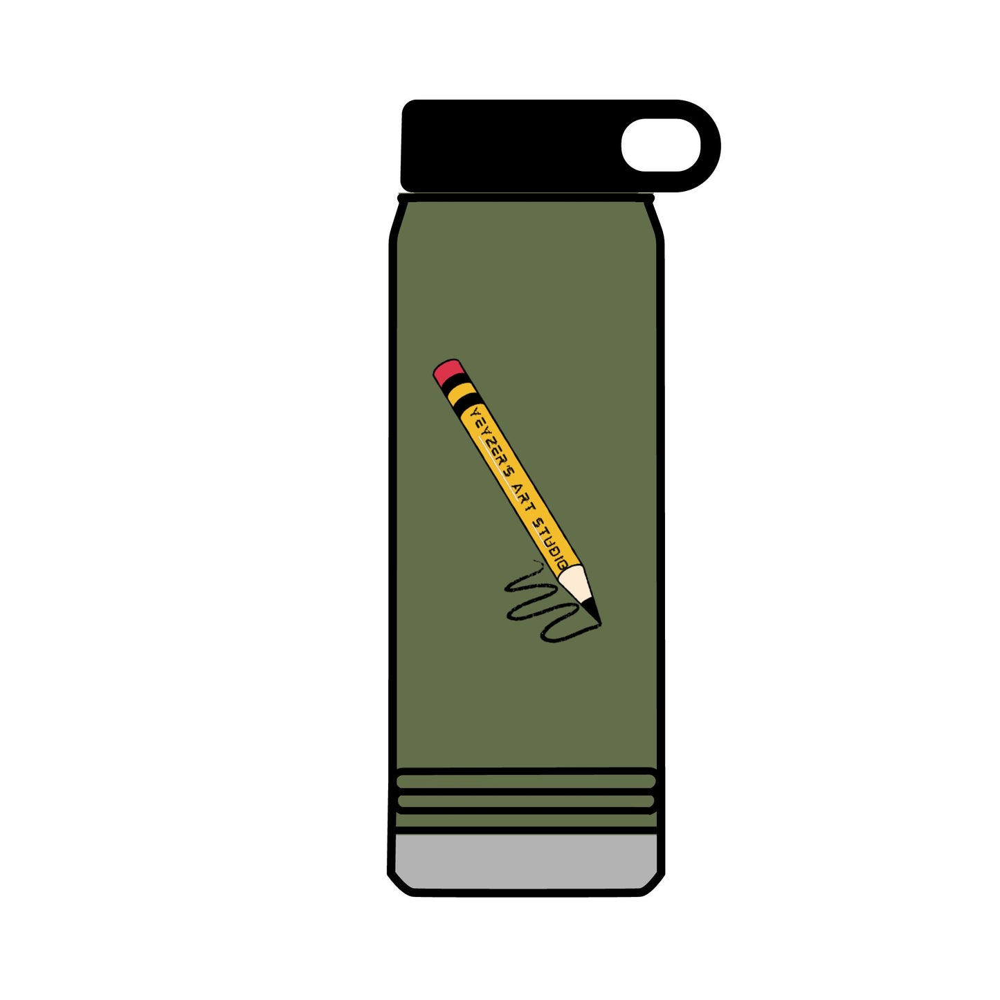 Creative 32oz Water Bottle with Pencil Design - Perfect for Artists and Students