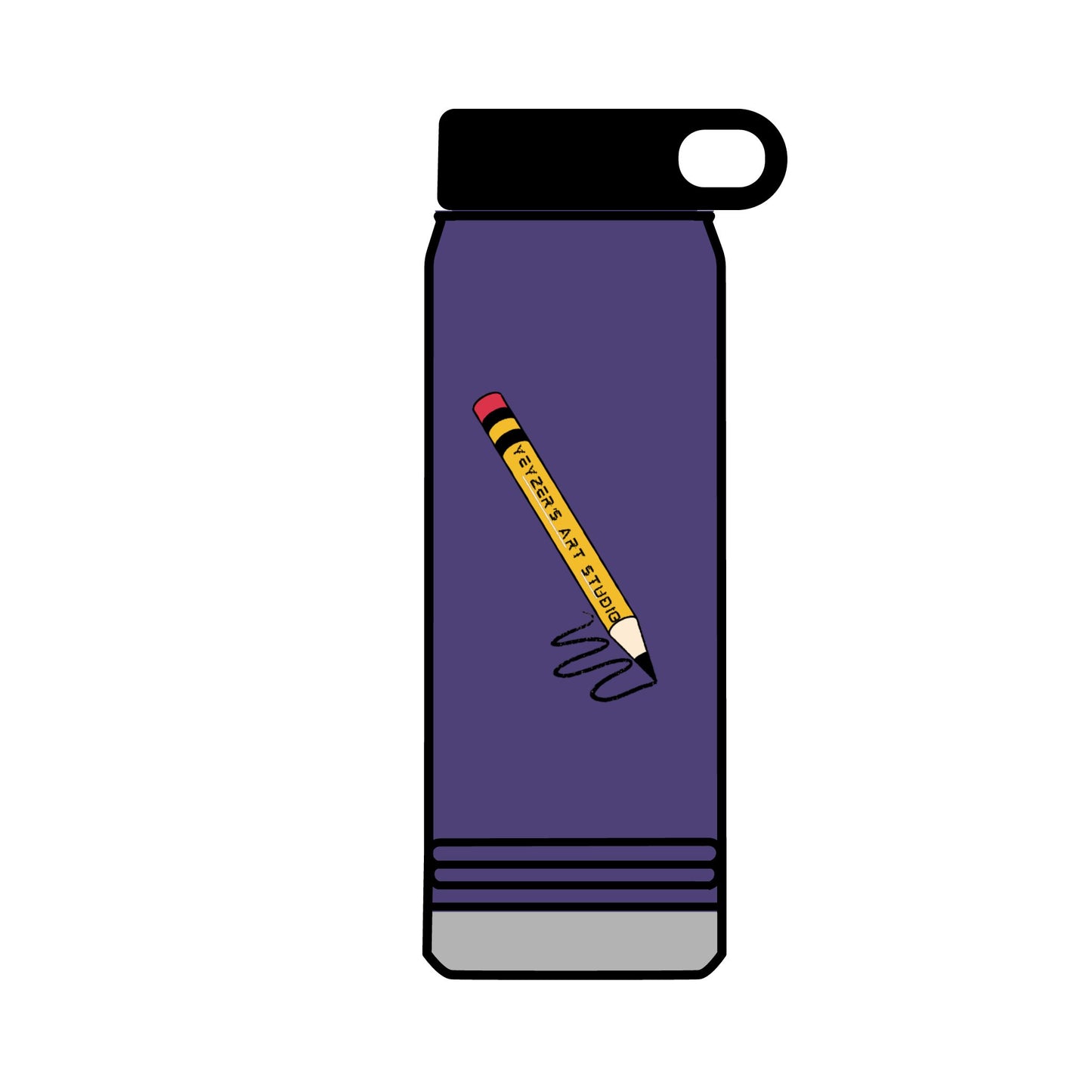 Creative 32oz Water Bottle with Pencil Design - Perfect for Artists and Students