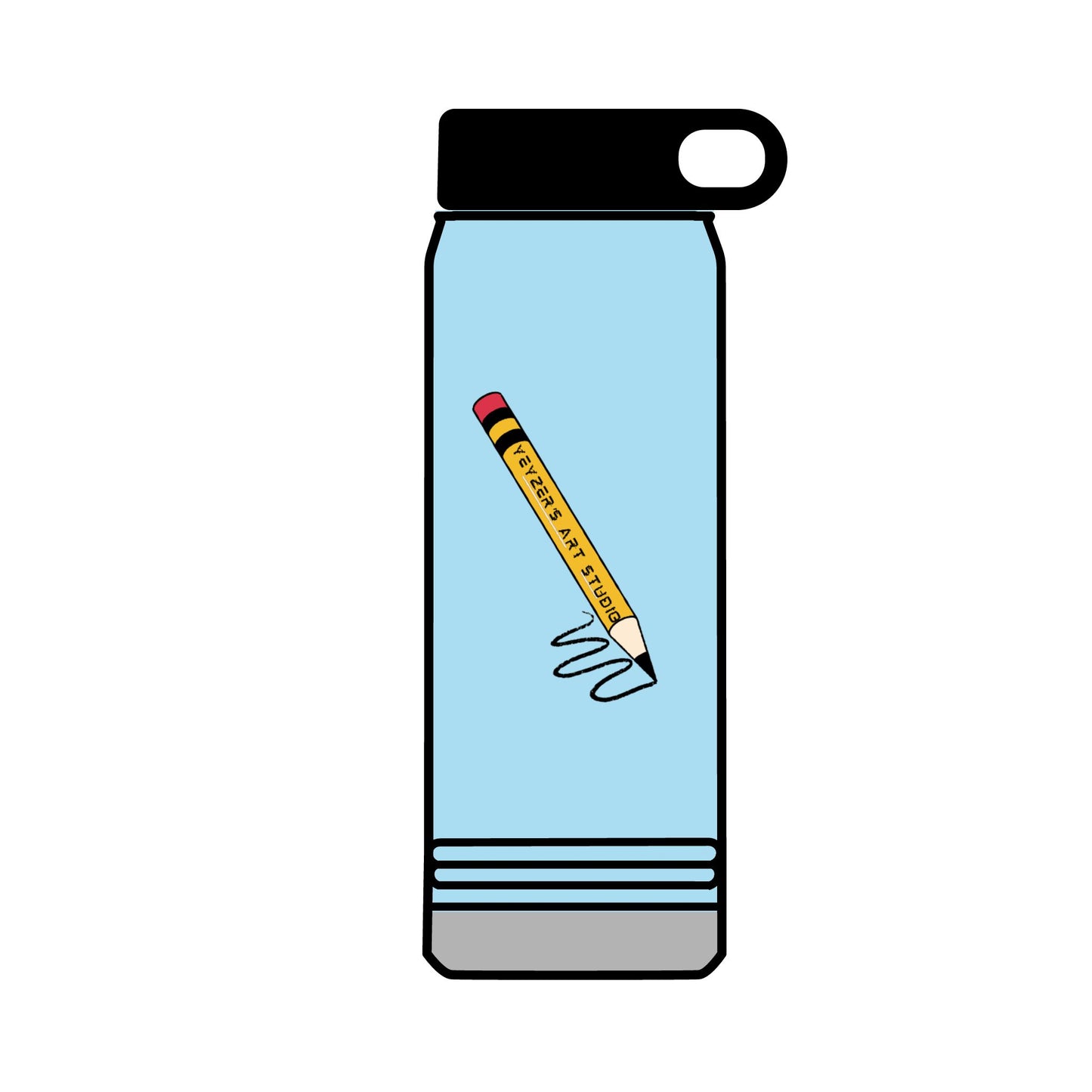Creative 32oz Water Bottle with Pencil Design - Perfect for Artists and Students