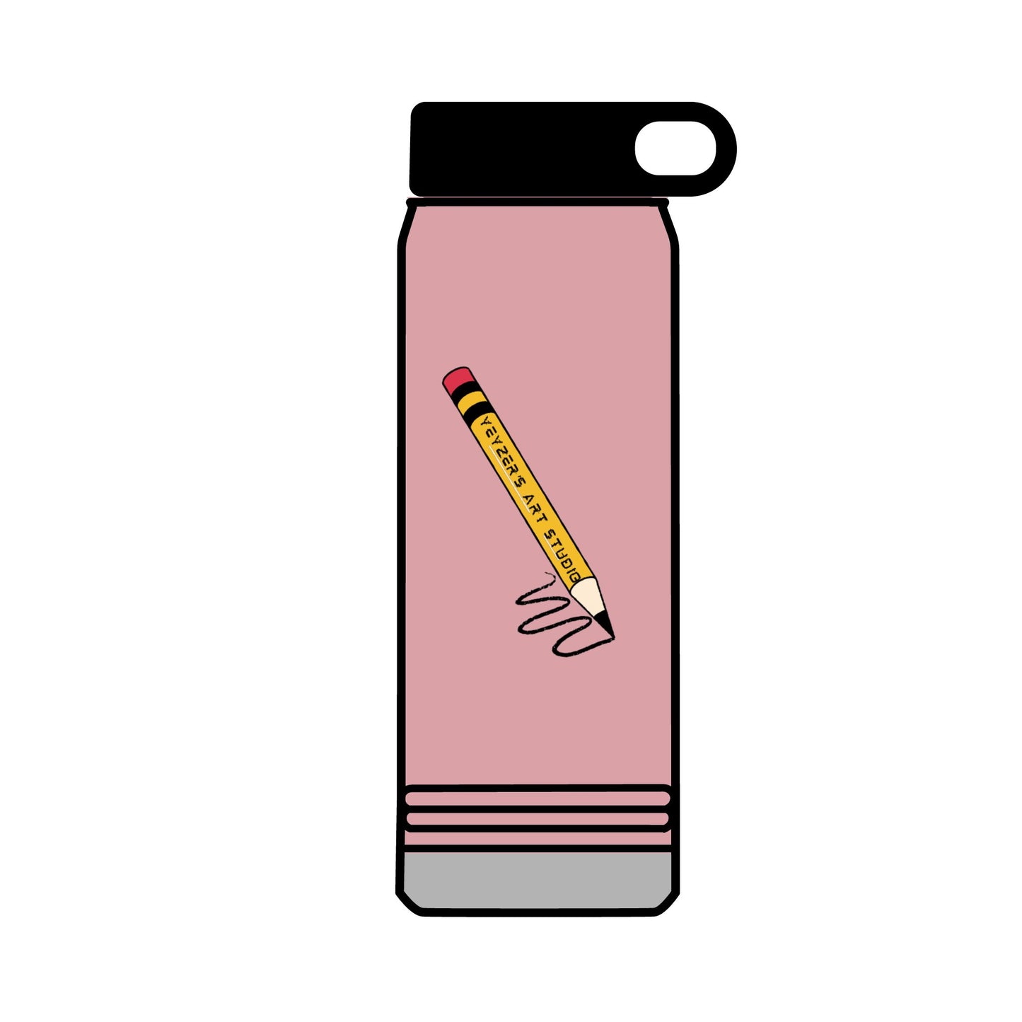 Creative 32oz Water Bottle with Pencil Design - Perfect for Artists and Students