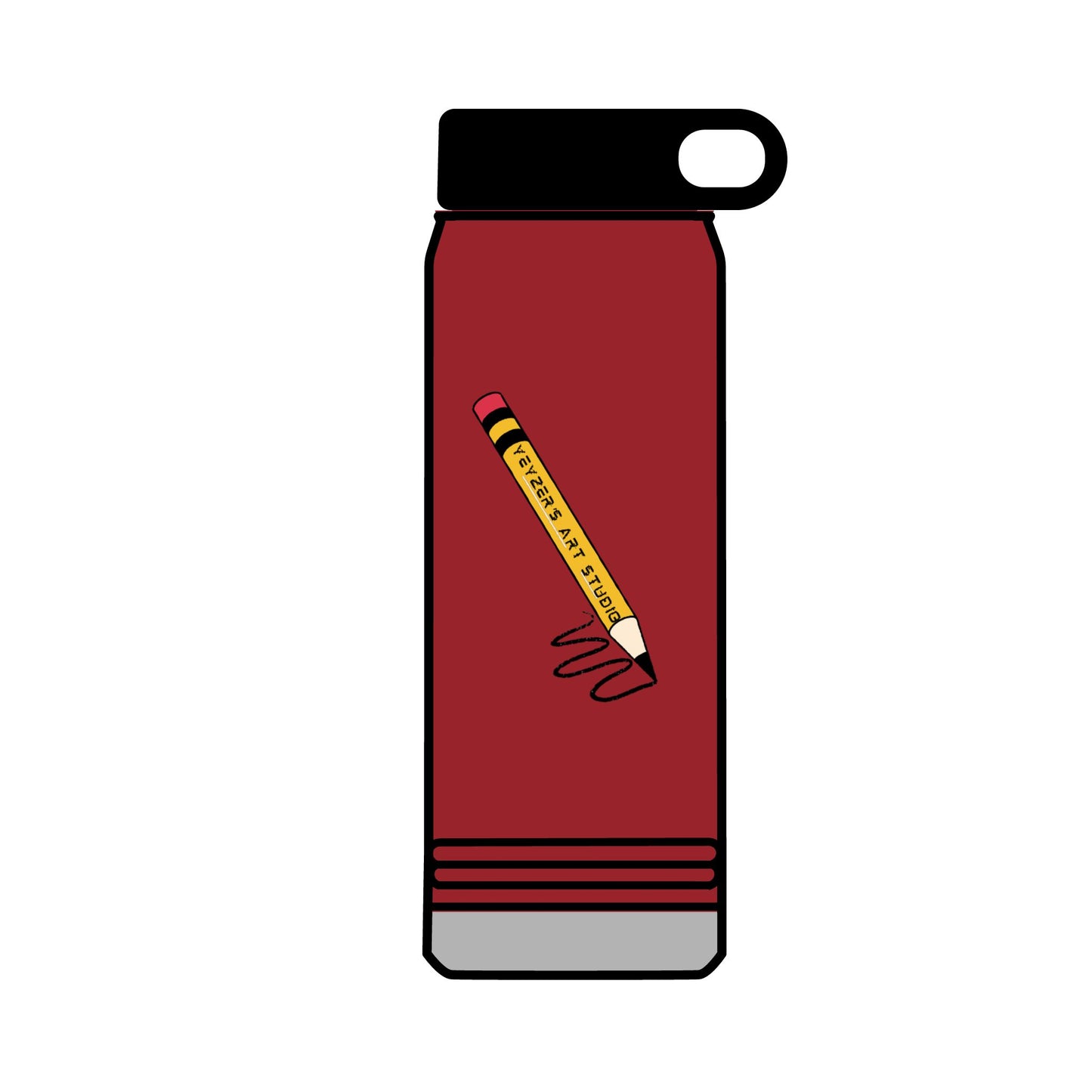 Creative 32oz Water Bottle with Pencil Design - Perfect for Artists and Students