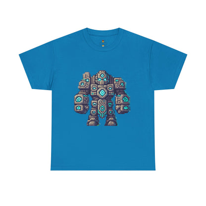 Retro Pixel Art Robot Tee, Unisex Heavy Cotton Tee, Gamer Shirt, Unique Graphic T-Shirt, Retro Video Game Gift, Perfect for Birthdays
