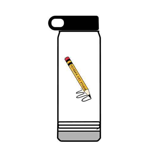 Creative 32oz Water Bottle with Pencil Design - Perfect for Artists and Students