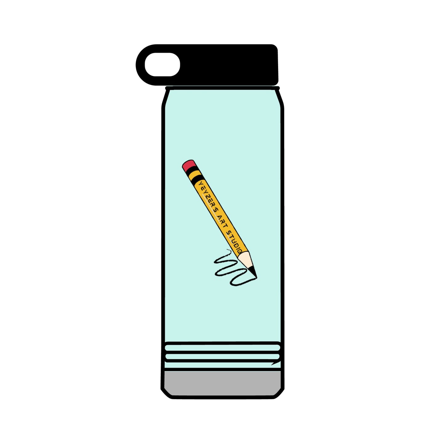 Creative 32oz Water Bottle with Pencil Design - Perfect for Artists and Students