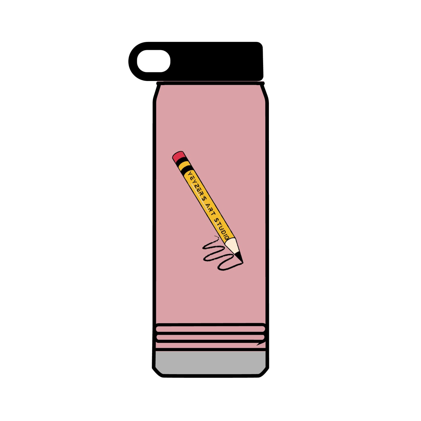 Creative 32oz Water Bottle with Pencil Design - Perfect for Artists and Students
