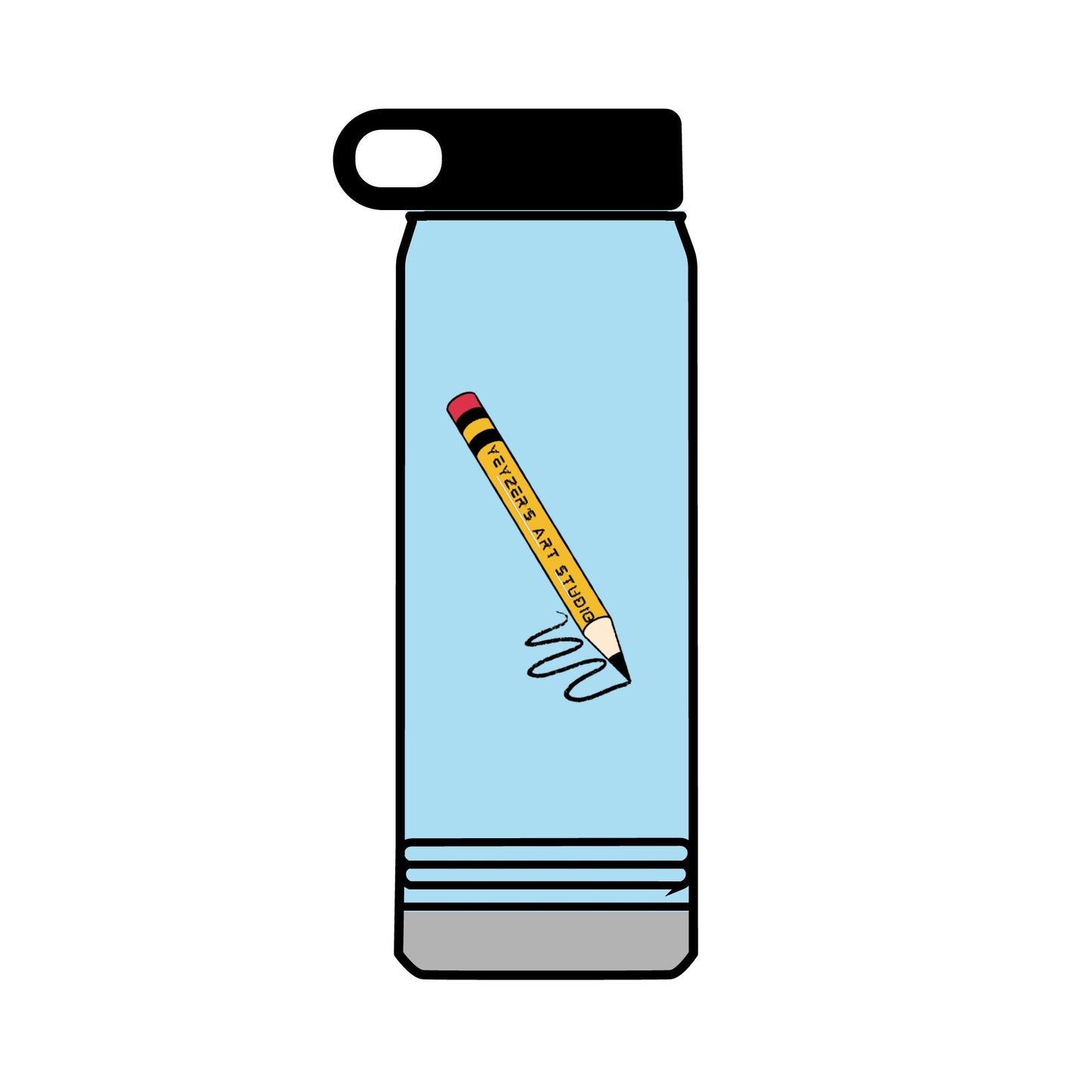 Creative 32oz Water Bottle with Pencil Design - Perfect for Artists and Students