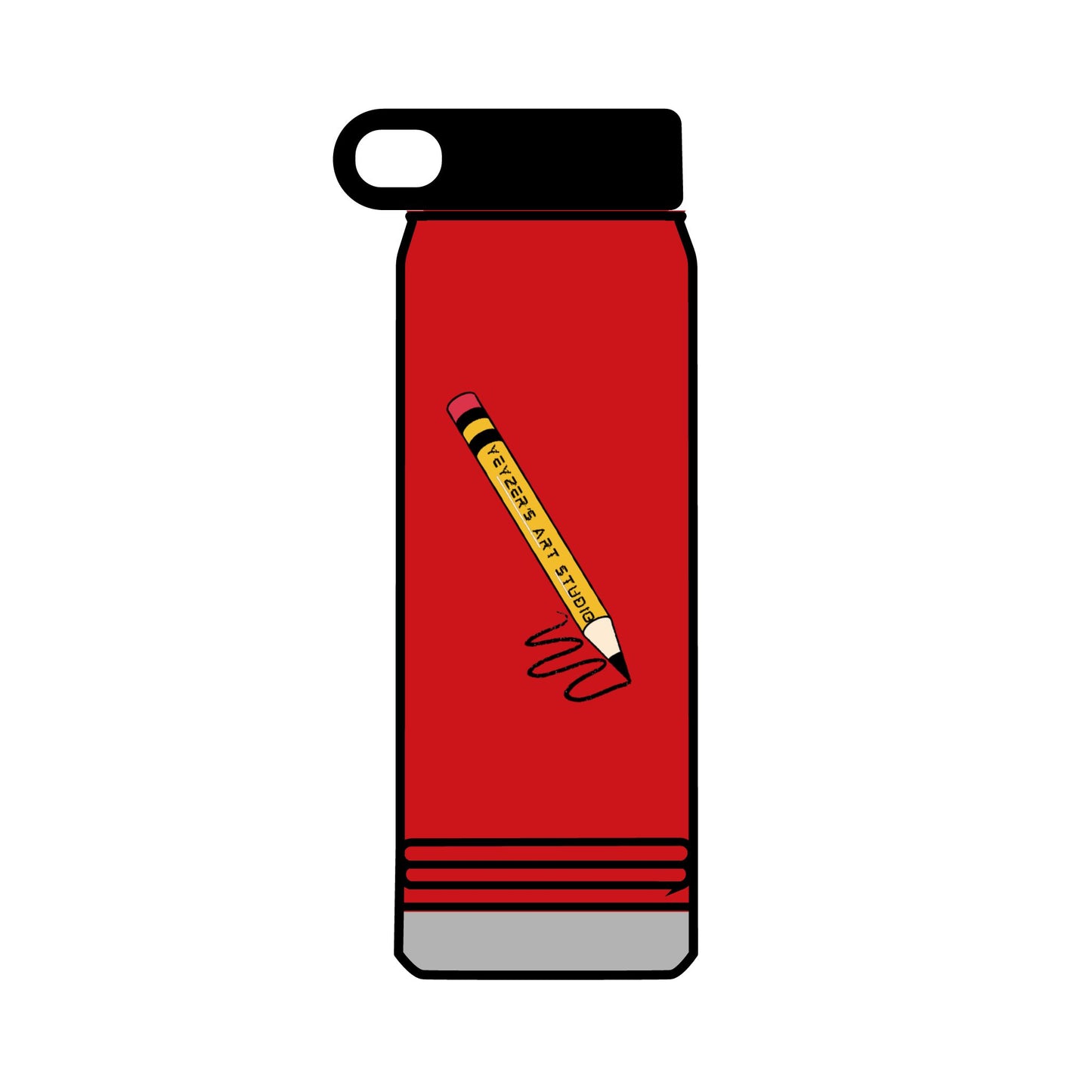 Creative 32oz Water Bottle with Pencil Design - Perfect for Artists and Students