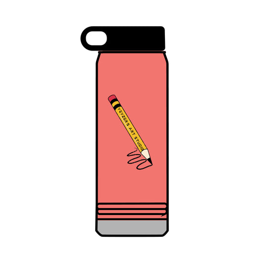 Creative 32oz Water Bottle with Pencil Design - Perfect for Artists and Students