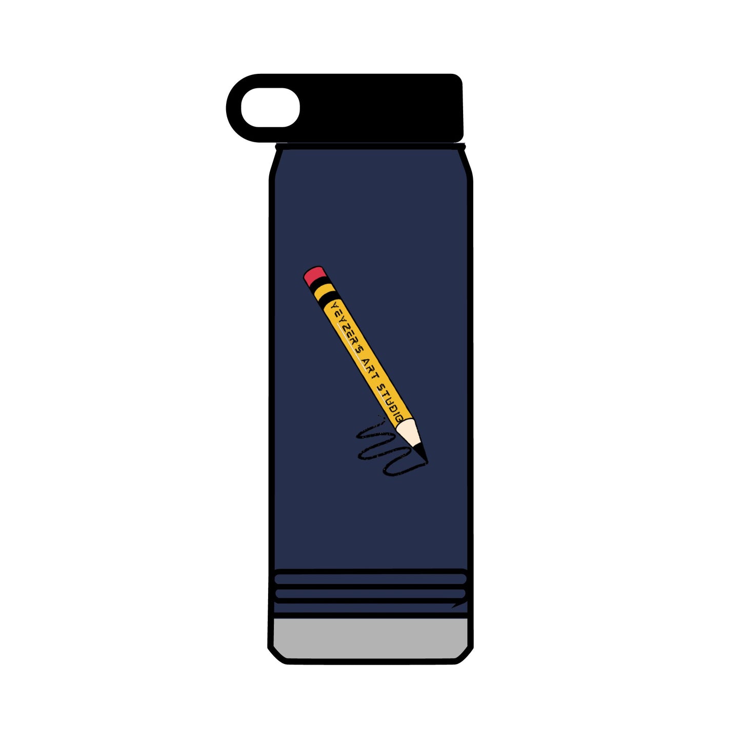 Creative 32oz Water Bottle with Pencil Design - Perfect for Artists and Students