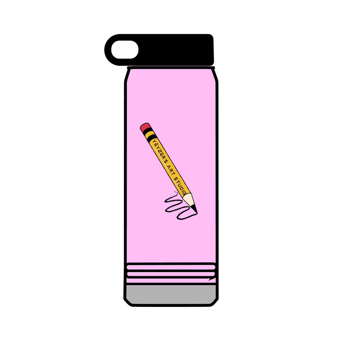 Creative 32oz Water Bottle with Pencil Design - Perfect for Artists and Students