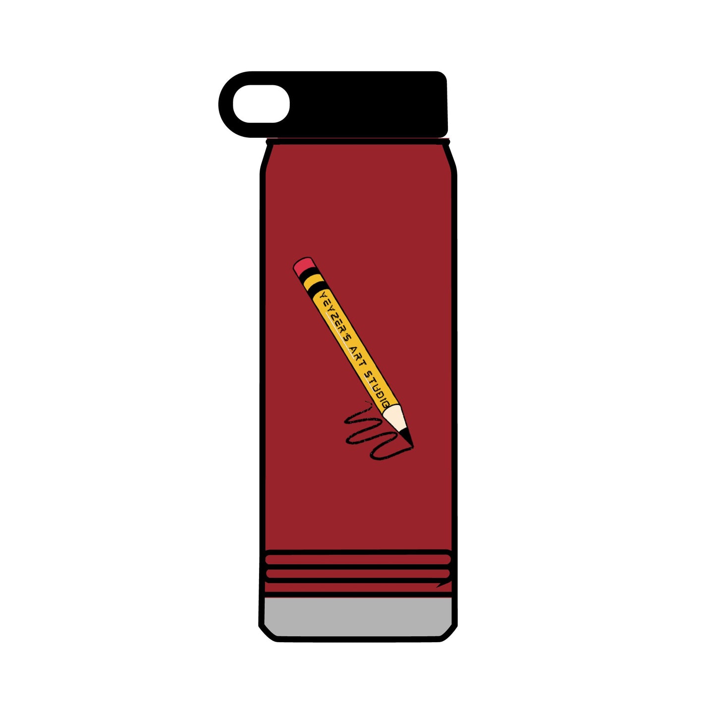 Creative 32oz Water Bottle with Pencil Design - Perfect for Artists and Students