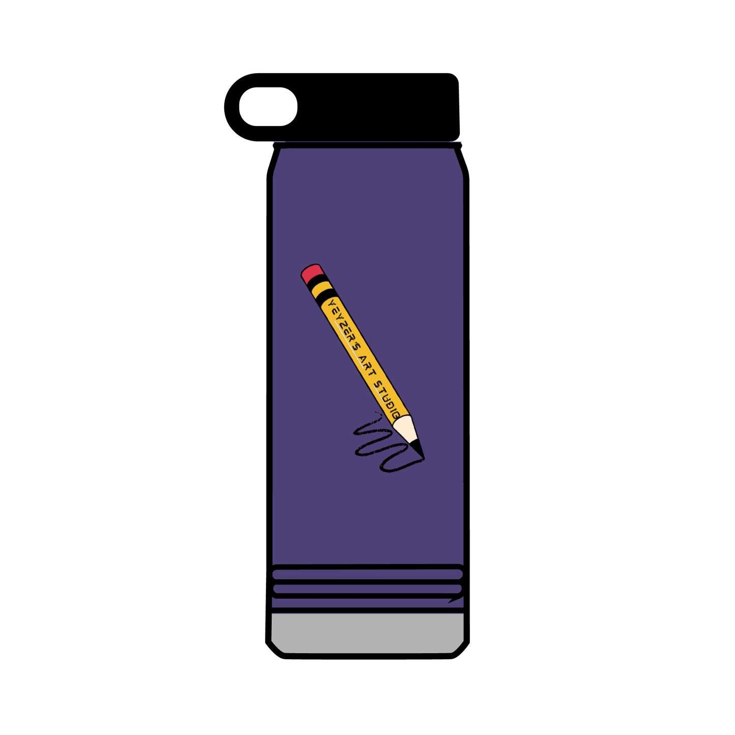 Creative 32oz Water Bottle with Pencil Design - Perfect for Artists and Students