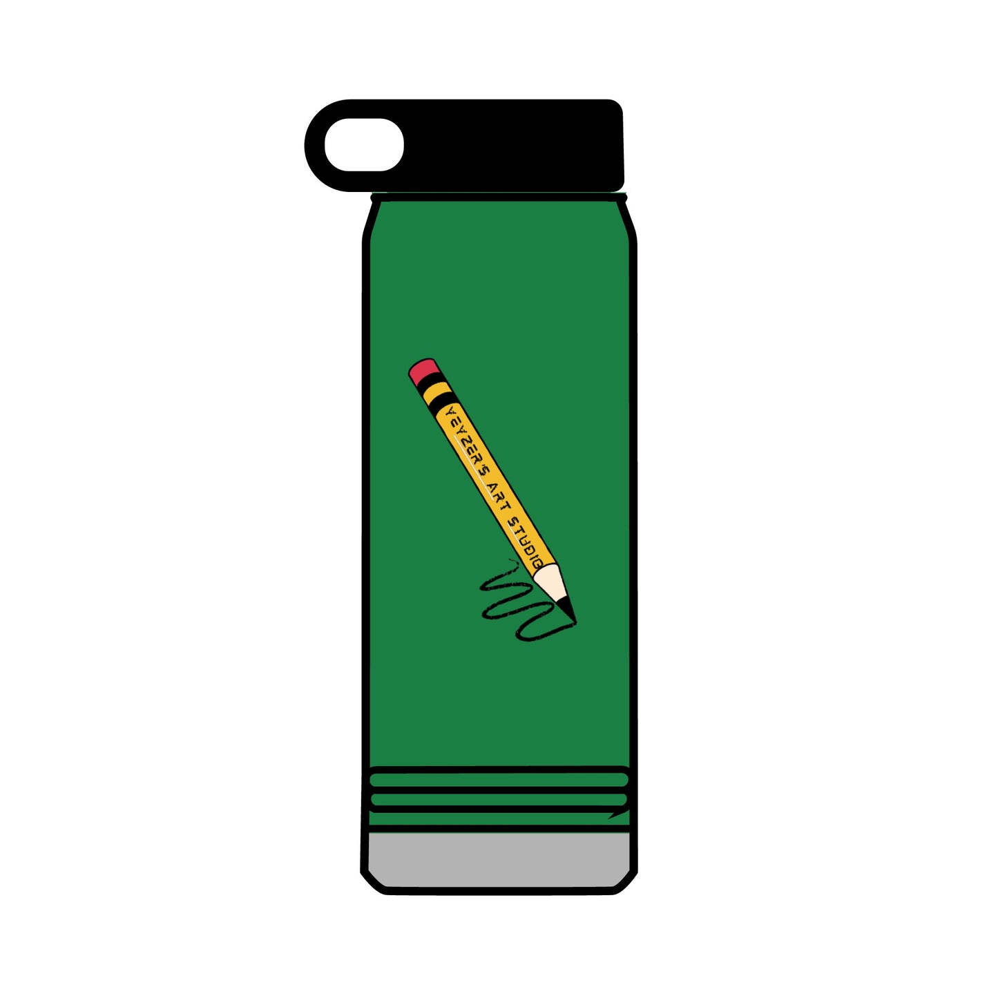 Creative 32oz Water Bottle with Pencil Design - Perfect for Artists and Students